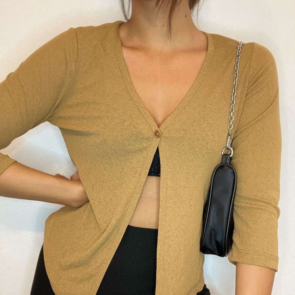 Vintage Active USA tan cardigan sweater